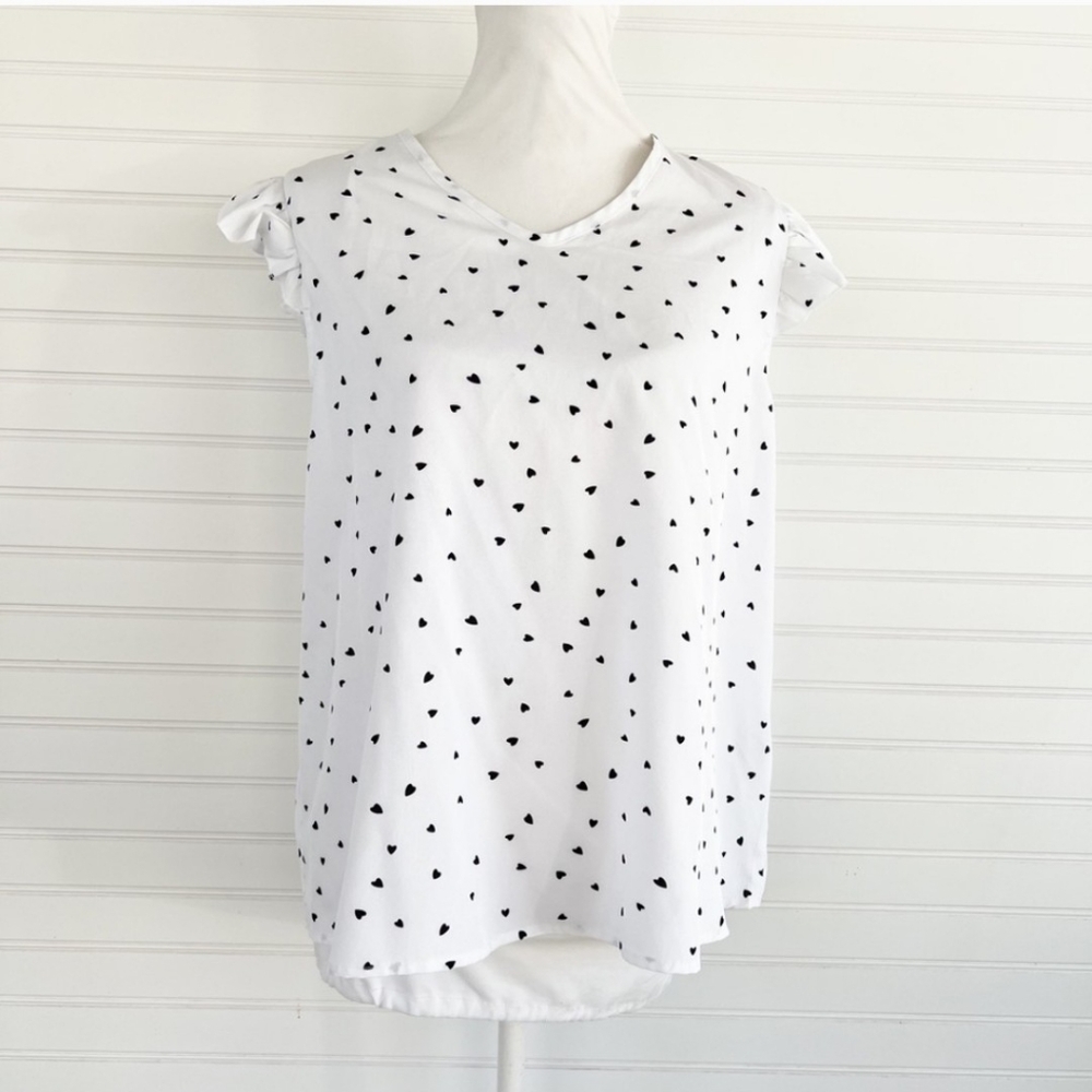 Heart print dressy top Size XL 12